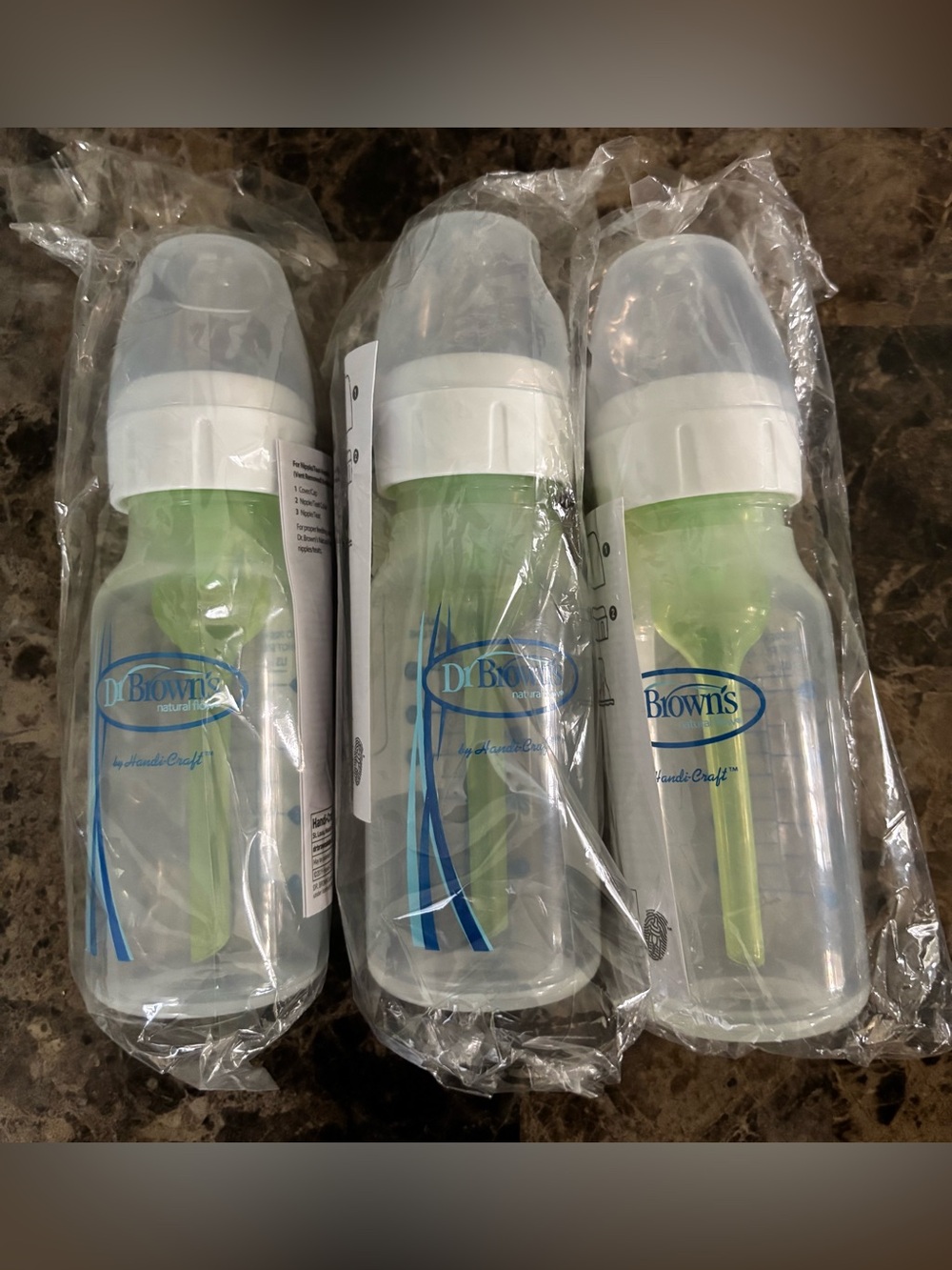 Dr. Brown's Natural Flow Baby Bottles 4oz each Plastic Lot of 3 Handi Craft New